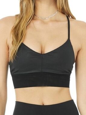 Alo YOGA Lavish Sports Bra In Glossy Black Size S